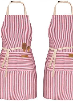 2 Pack Adjustable Bib Apron with 2 Pockets Chef Cooking Kitchen Restaurant Aprons for Women Men