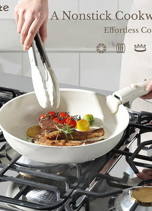 CAROTE 17pcs Pots and Pans Set, Nonstick Cookware Set Detachable Handle, Induction Kitchen Cookware Sets Non Stick with Removable Handle, RV Cookware Set, Oven Safe