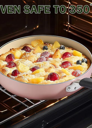 Cook N Home Pots and Pans Set Nonstick, 10-Piece Ceramic Kitchen Cookware Sets, Nonstick Cooking Set with Saucepans, Frying Pans, Dutch Oven Pot with Lids, Pink