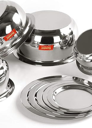 Sumeet Stainless Steel Belly Shape 5 Pc Tope/Cookware/Pot Set with Lid 380ML, 500ML, 780ML, 1.1Ltr, 1.4Ltr, (Silver)