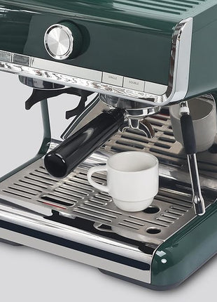 Lareina Porcelain Stackable Espresso Cups with Saucers, Spoons and Metal Stand, 3 Ounce Small Coffee Cups Set of 6 - Ceramic Demitasse Mugs, White