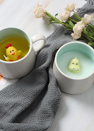 Surprise 3D Coffee Mug Animal Inside Cup 12 oz with Monkey,Cute Cartoon Handmade Ceramics Cup,Christmas Birthday Surprise for Friends Family or Kids (Monkey)