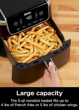 Ninja | Air Fryer | 5 QT Capacity | 5-in-1 Air Fry, Bake, Roast, Reheat, & Dehydrate | Air Crisp Technology | Nonstick Basket & Crisper Plate | Grey | AF142
