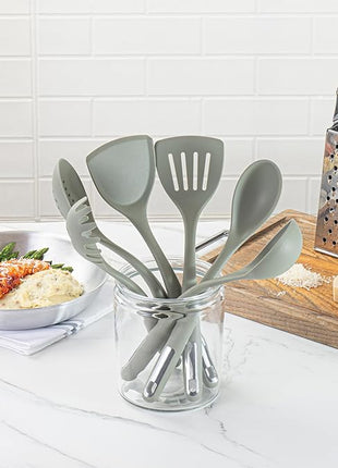 Restaurantware-Met Lux Kitchen Utensil Set, 1 Silicone Utensil Set - Consists 6 Pieces, High-Heat Tolerance, Green Silicone Kitchen Utensils, For No-Stick Cookware