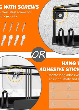 Spice Rack Wall Mounted 2 Pack, Space-Saving Spice Organizer for Spice Jars and Seasonings,Screw or Adhesive Hanging Spice Rack Organizer for Your Kitchen Cabinet,or Pantry Door