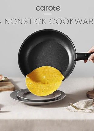 CAROTE 17Pcs Pots and Pans Set Non Stick, Cookware Set Detachable Handle, Nonstick Induction Kitchen Sets Non Stick with Removable Handle, RV Cook Ware, Oven Safe, Black