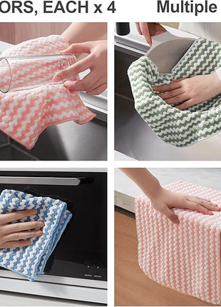 JOYMOOP 12 Pack Microfiber Cleaning Cloth, Larger Kitchen Towels, Dish Rags for Dish Drying Washing, Absorbent Streak Free Lint Free Rags for Cleaning - 11.81" x 15.75"