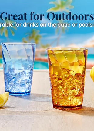 US Acrylic Optix Mini Plastic Reusable Drinking Glasses (Set of 8) 8oz Juice Cups in Jewel Tone Colors | BPA-Free Tumblers, Made in USA | Top-Rack Dishwasher Safe