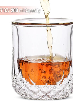 BTaT- Double Wall Whiskey Glasses, Set of 4, Bourbon, Cocktail, Scotch, Old Fashioned, Rocks, Crystal, Vodka, Drinking