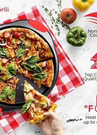 PERLLI Non-Stick 8-Piece Baking Pan Set, BPA-Free Carbon Steel Bakeware Set with Silicone Handles, Stackable Kitchen Oven Set, Cookie Sheet, Baking Tray, Baking Sheet Set, Oven Safe (446°F)