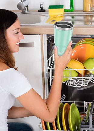 WETOWETO 30oz Tumbler, Stainless Steel Vacuum Insulated Water Coffee Tumbler Cup, Double Wall Powder Coated Spill-Proof Travel Mug Thermal Cup for Home Outdoor (Light Green, 1 Pack)