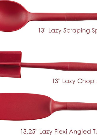 Rachael Ray Tools and Gadgets Lazy Crush & Chop, Flexi Turner, and Scraping Spoon Set / Cooking Utensils - 3 Piece, Red