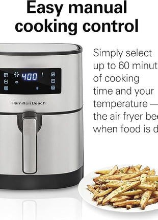 Hamilton Beach 5.8 Quart Digital Air Fryer Oven with 8 Presets, Easy to Clean Nonstick Basket, Black (35075)