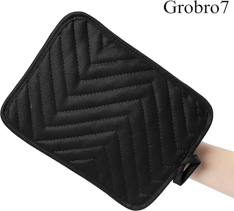 GROBRO7 5Pack Cotton Pocket Pot Holder Set Kitchen Heat Resistant Potholder Machine Washable Hot Pads Bulk Oven Mitts Black Plain Hot Pads Trivet for Baking Cooking with Pocket 7x9
