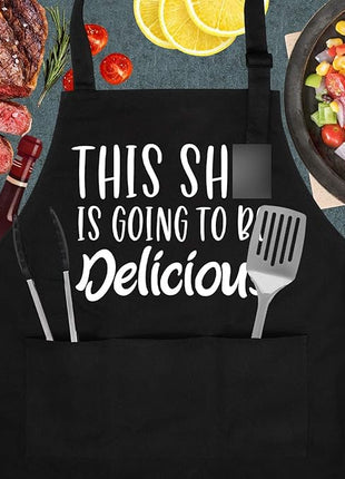 Miracu Funny Cooking Aprons for Women, Funny Baking Aprons for Men Dad - Mens Cooking Gifts for Bakers Husband Boyfriend - Christmas Fathers Day Birthday Kitchen Gifts for Men, BBQ Grilling Presents