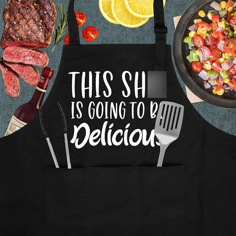 Miracu Funny Cooking Aprons for Women, Funny Baking Aprons for Men Dad - Mens Cooking Gifts for Bakers Husband Boyfriend - Christmas Fathers Day Birthday Kitchen Gifts for Men, BBQ Grilling Presents