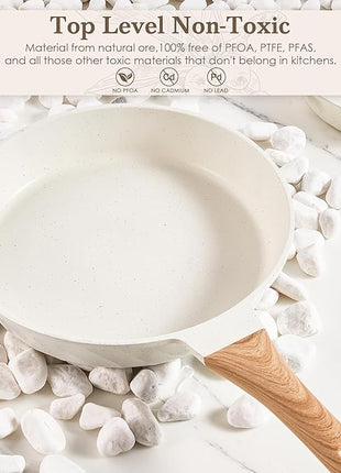 Non Stick Frying Pans - Granite Frying Pan Set Nonstick Frying Pan with Lid Egg Pan Omelette Pans for Cooking Pan Set, Kitchen Skillet Set Induction Cookware Chef's Pan Gift, 8", 9.5" &11"