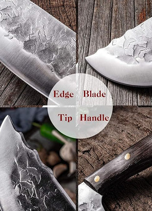 DRAGON RIOT Hand Forged Butcher Knife Cleaver 7.5 Inch High Carbon Steel Meat and Vegetable Cleaver Knife Full Tang Sharp Chef Knife for Kitchen Camping and BBQ