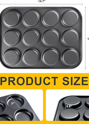 Muffin Top Pan 2 Pack Baking Pans Whoopie Pie Pan, Nonstick 3 Inch Yorkshire Pudding Pan for Pansuffin, Moon Pie, Cookies, Small Hamburger Bun