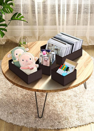 DIMJ Drawer Organizer Clothes, 12 Pack Underwear Organizer, Foldable Closet Organizers, Sock Organizer Bra Organizer, Fabric Dresser Organizer for Clothes, Bra, Socks, Tie (Brown)