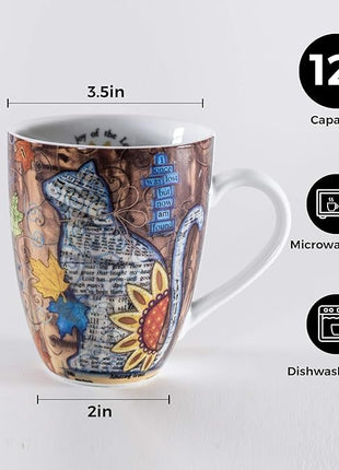 Divinity Boutique 22188 Boxed Ceramic Mugs, 1 Count (Pack of 1), Autumn Cat