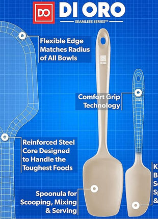 DI ORO Silicone Spatula Set - Rubber Kitchen Spatulas for Baking, Cooking, & Mixing - 600°F Heat-Resistant & BPA Free Silicone Scraper Spatulas for Nonstick Cookware - Dishwasher Safe (3pc, Clay)