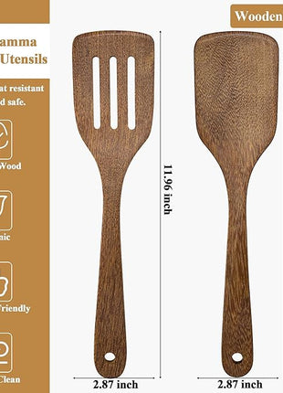 4 Pack Wooden Spatula for Cooking, Non-stick Turner Acacia Wood Spatula for Kitchen Use, Handmade Non-Toxic Cooking Spatula Set for Kitchen Gifts, Ideal Cookware Utensils for Cooking Eggs, Fish