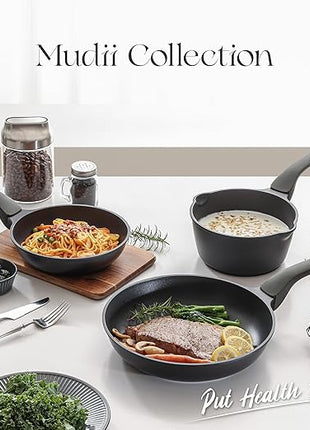 PRICUSIS Nonstick Frying Pan, 8/10/12 Inch Skillet with Stay Cool Handle, Fully Coated, Induction Compatible & Oven Safe, 100% Dishwasher Safe, PTFE & PFOA Free（8 Inch, Black Sesame）