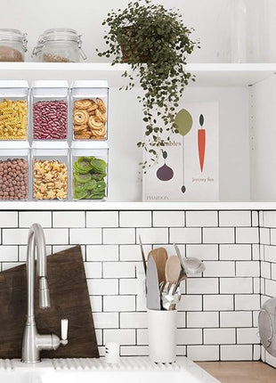 Vtopmart 6 PCS Airtight Food Storage Containers, BPA Free Plastic Snack Containers with Easy Lock Lids, for Kitchen Pantry Organization and Storage, Include 24 Labels, 0.8L