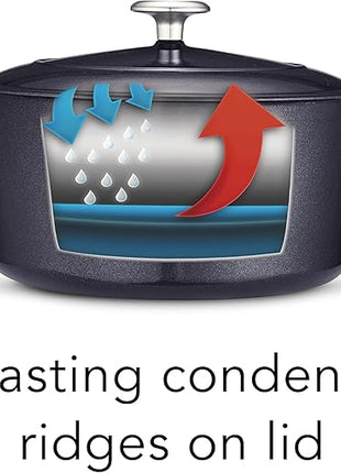 Tramontina 80131/038DS Enameled Cast Iron Covered Round Dutch Oven, 5.5-Quart, Dark Blue