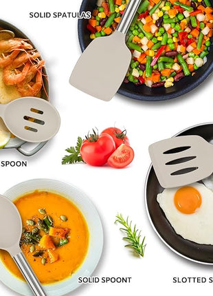 Kitchen Utensils Set of 4 Pack,Silicone Kitchen Utensils Set for Nonstick Cookware,Perfect for Baking and Mixing,Spatula Set BPA Free,Dishwasher Safe,Khaki