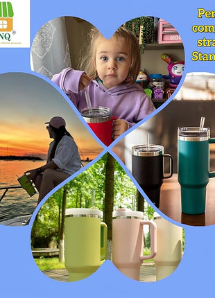 Straw Replacement for Stanley Cup 40 oz | 6 PCS Reusable Straws with Stanley 40oz Tumblers | Reusable Tritan Straws with 1 Cleaning Brush | 12 inch Tumbler Accessories, BPA-Free Dishwasher Safe Clear