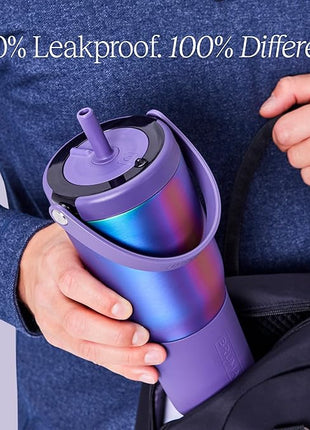 BrüMate Resa 35oz 100% Leakproof Travel Tumbler with Handle & Straw | Flexible SoftSip Straw | Silicone Sleeve for Durability | Stainless Steel | Cup Holder & Travel Friendly Water Bottle | (Mist)