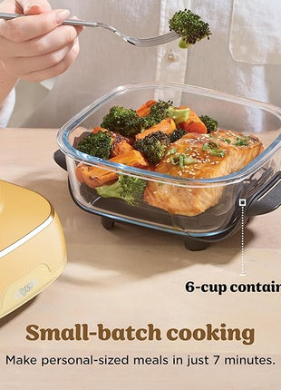 Ninja | Air Fryer | Crispi 4-in-1 Portable Cooking System | 4QT & 6 Cup Glass Containers, Crisper Plates & Storage Lids Included | Microwave, Freezer & Dishwasher Safe | Ginger Snap | FN101GD