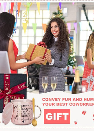 Coworker Leaving Gifts for Women, Farewell Gift, Going Away Appreciation Gifts for Coworker, Friends, Work Bestie, Chance Made Us Colleagues - 14oz Pink Marble Coffee Cup Mug