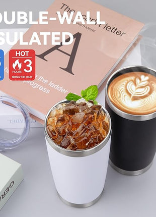 HASLE OUTFITTERS 20oz Stainless Steel Tumblers Bulk, Insulated Travel Cup with Lid, Double Wall Vacuum Coffee Mug for Cold & Hot Drinks 4 Pack, Royal Blue