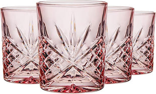 Godinger Whiskey Glasses, Old Fashioned Glasses, Crystal Glass Drinking Glasses, Water Glasses, Cocktail Glasses - Blush, Dublin Collection