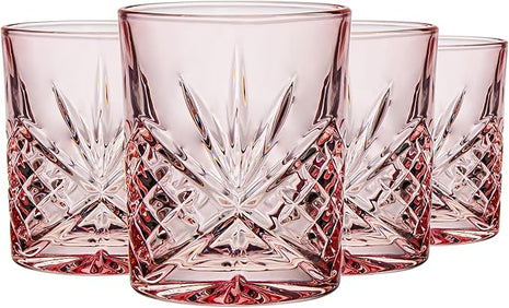 Godinger Whiskey Glasses, Old Fashioned Glasses, Crystal Glass Drinking Glasses, Water Glasses, Cocktail Glasses - Blush, Dublin Collection