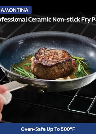 Tramontina Professional 10-Inch Ceramic Non Stick Frying Pan, Heavy-Gauge Aluminum Skillet with Nonstick Coating, Dishwasher and Oven Safe, Black