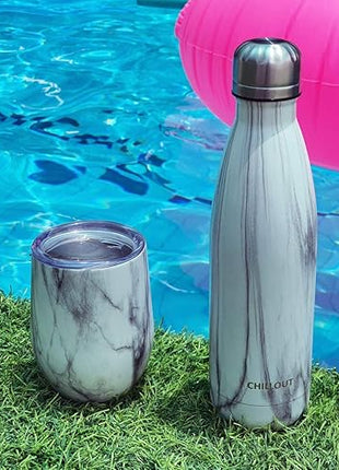 CHILLOUT LIFE 12 oz Stainless Steel Wine Tumbler with Lid - Double Wall Vacuum Insulated Wine Cup Glass Keeping Cold & Hot for Coffee, Champagne, Cocktails, Ice Cream