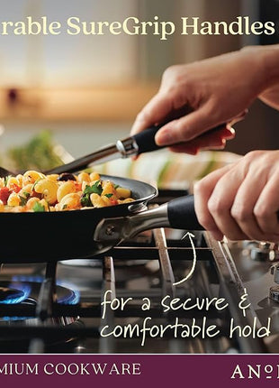 Anolon Advanced Home Hard-Anodized Nonstick Skillets (2 Piece Set- 10.25-Inch & 12.75-Inch, Onyx)