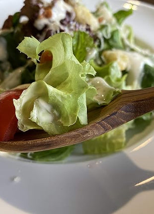 FAAY Thai Teak Salad & Cooking Spoons (2 Pack), 9.5 inch – Handcrafted in Thailand, Natural Coconut Oil Finish, Smooth Non-Scratch Utensils for Mixing & Serving