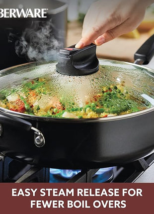 Farberware Smart Control Nonstick Jumbo Cooker/Saute Pan with Lid and Helper Handle, 6 Quart, Black