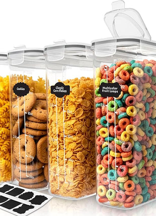 Utopia Kitchen Cereal Containers Storage Set – 4 Pack 4L(135.2 oz) Airtight Food Storage Containers with Lids, BPA-Free Cereal Dispensers for Pantry Organization and Storage (Clear)