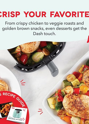 DASH Tasti-Crisp™ Electric Air Fryer Oven, 2.6 Qt., Grey – Compact Air Fryer for Healthier Food in Minutes, Ideal for Small Spaces - Auto Shut Off, Digital, 1000-Watt