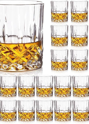 Whiskey Glasses - Premium Set of 24 Elegant and Clear Tumbler Glasses for Whisky, Scotch, and Bourbon - Barware Glassware