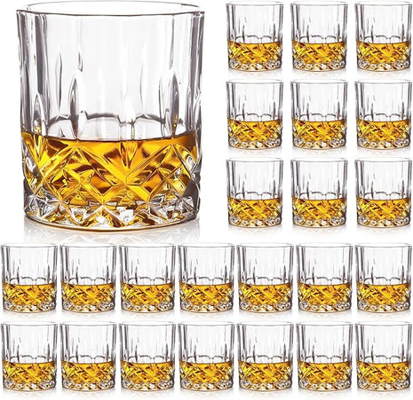 Whiskey Glasses - Premium Set of 24 Elegant and Clear Tumbler Glasses for Whisky, Scotch, and Bourbon - Barware Glassware