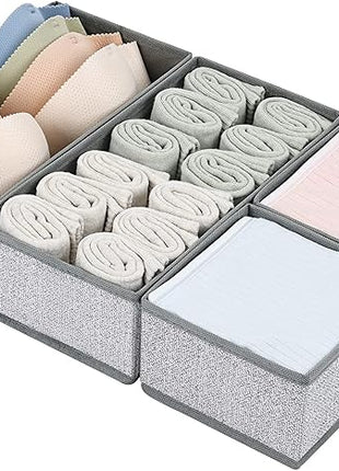 DIMJ Drawer Organizer Clothes, Dresser Organizer For Nursery, Bedroom, Closet, Baby Clothes Organizer and Storage, Foldable Fabric Drawer Dividers for Baby Socks, Belt, Tie (4 Pack, Blended)