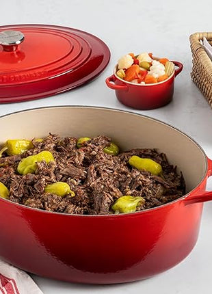 Le Creuset Enameled Cast Iron Signature Oval Dutch Oven, 8 qt., Peche with Light Gold Knob