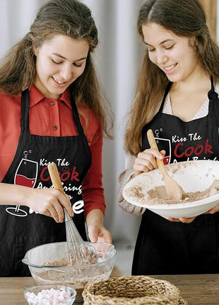 ZOORON Funny Black Chef Aprons for Men Adjustable BBQ Grill Kitchen Cooking Aprons with Pockets, Grill Accessories